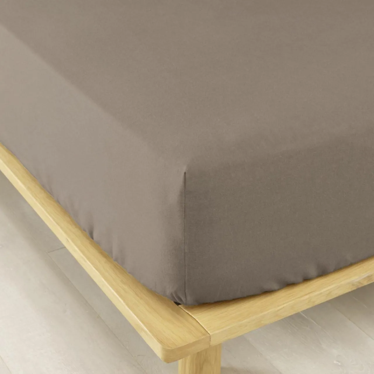 Drap Housse|EMINZA Drap housse flanelle de coton (90 x 200 cm) Nina Ficelle