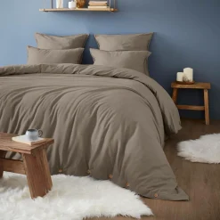 Drap Housse|EMINZA Drap housse flanelle de coton (200 x 200 cm) Nina Ficelle