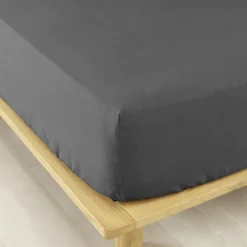 Drap Housse|EMINZA Drap housse flanelle de coton (90 x 190 cm) Théa Gris Anthracite