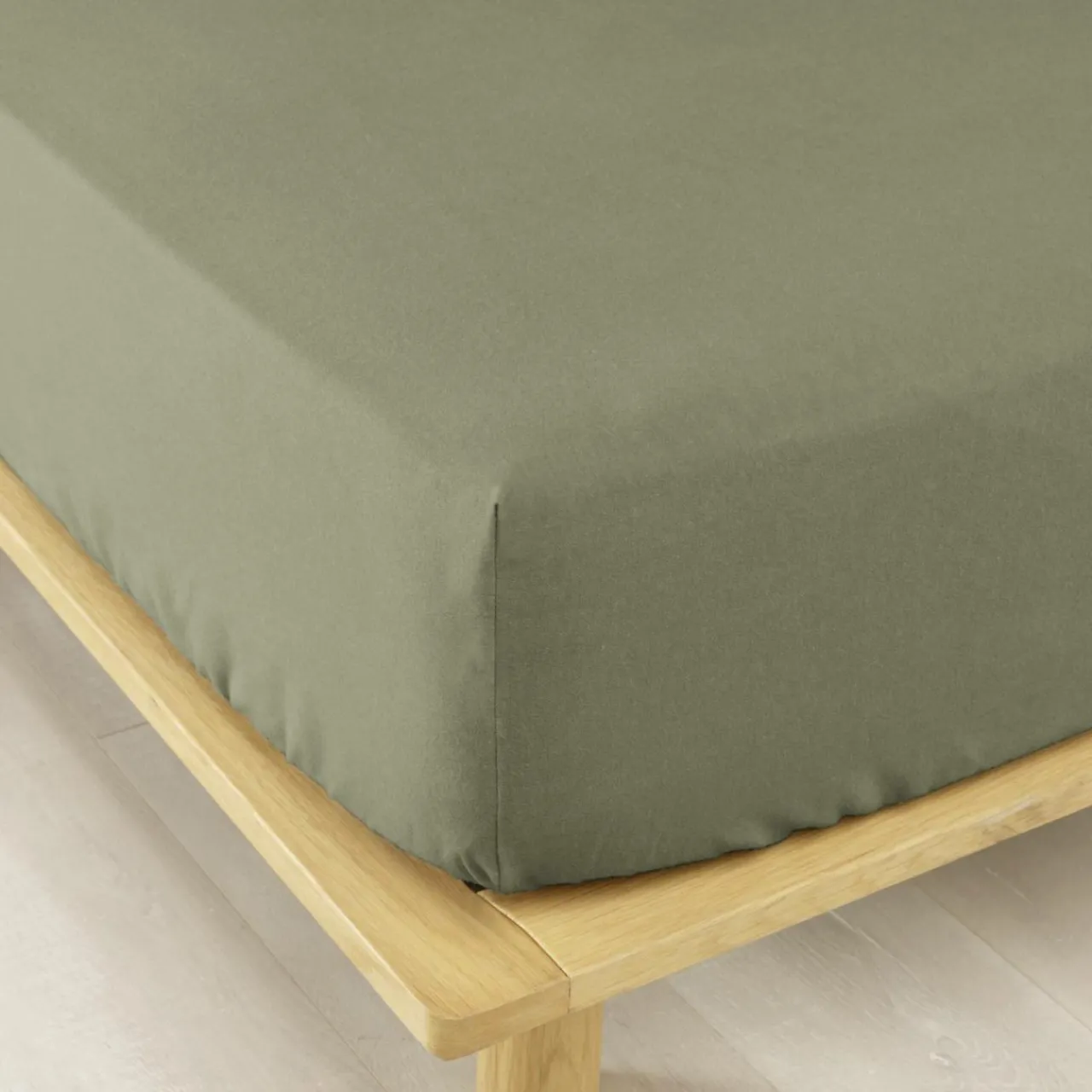 Drap Housse|EMINZA Drap housse flanelle de coton (90 x 200 cm) Nina Vert romarin
