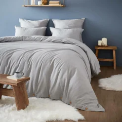 Drap Housse|EMINZA Drap housse flanelle de coton (180 x 200 cm) Nina Gris clair