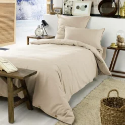 Drap Housse|EMINZA Drap housse flanelle de coton (90 x 190 cm) Nina Beige