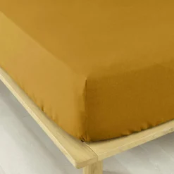 Drap Housse|EMINZA Drap housse flanelle de coton (160 x 200 cm) Nina Jaune ocre