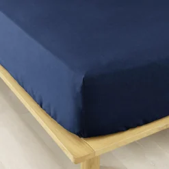 Drap Housse|EMINZA Drap housse flanelle de coton (140 x 200 cm) Nina Bleu nuit