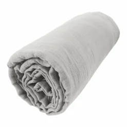 Drap Housse|EMINZA Drap housse gaze de coton (200 x 200 cm) Gaïa Gris nuage Gris clair