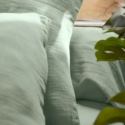 Drap Housse|EMINZA Drap housse gaze de coton (90 x 190 cm) Gaïa Vert Eucalyptus