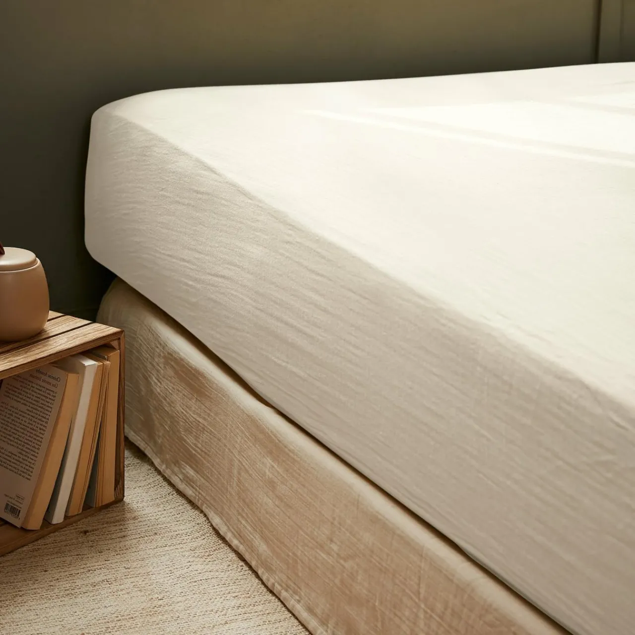 Drap Housse|EMINZA Drap housse gaze de coton (90 x 190 cm) Gaïa pampa Beige