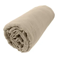Drap Housse|EMINZA Drap housse gaze de coton (160 x 200 cm) Gaïa Ficelle