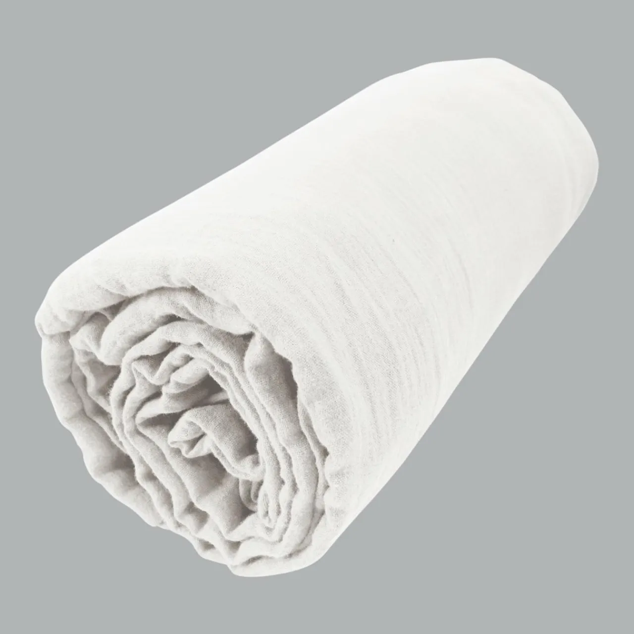 Drap Housse|EMINZA Drap housse gaze de coton (200 x 200 cm) Gaïa chantilly Blanc