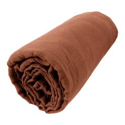 Drap Housse|EMINZA Drap housse gaze de coton (140 x 200 cm) Gaïa Terracotta