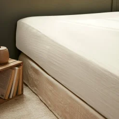 Drap Housse|EMINZA Drap housse gaze de coton (90 x 200 cm) Gaïa pampa Beige