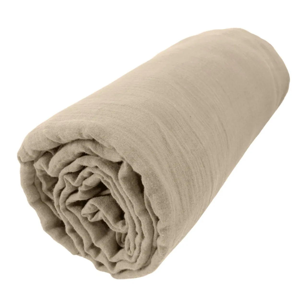 Drap Housse|EMINZA Drap housse gaze de coton (180 x 200 cm) Gaïa Ficelle