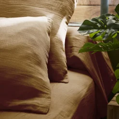 Drap Housse|EMINZA Drap housse gaze de coton (200 x 200 cm) Gaïa Camel