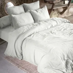 Drap Housse|EMINZA Drap housse gaze de coton (160 x 200 cm) Gaïa Gris nuage Gris clair