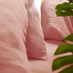 Drap Housse|EMINZA Drap housse gaze de coton (90 x 190 cm) Gaïa Rose Pêche