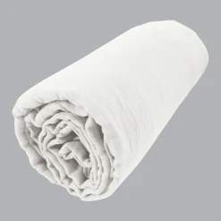 Drap Housse|EMINZA Drap housse gaze de coton (180 x 200 cm) Gaïa chantilly Blanc