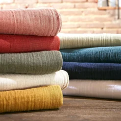 Drap Housse|EMINZA Drap housse gaze de coton (140 x 190 cm) Gaïa Abricot