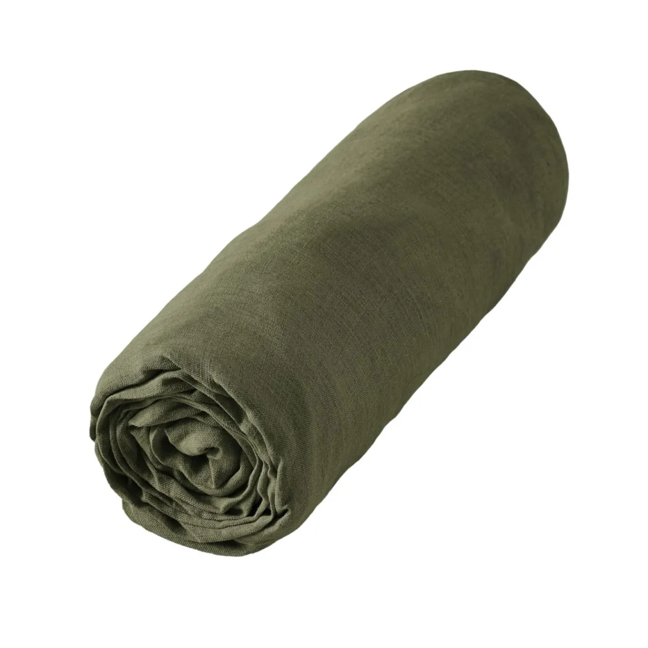 Drap Housse|EMINZA Drap housse lin lavé (180 x 200 cm) Louise Vert romarin