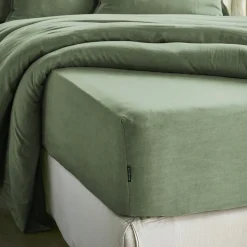 Drap Housse|EMINZA Drap housse lyocell Tencel™ lavé (140 x 200 cm) Olivia Vert romarin