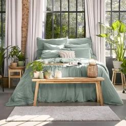 Drap Housse|EMINZA Drap housse lyocell Tencel™ lavé (90 x 200 cm) Olivia Vert Eucalyptus