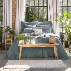 Drap Housse|EMINZA Drap housse lyocell Tencel™ lavé (90 x 200 cm) Olivia stone Bleu