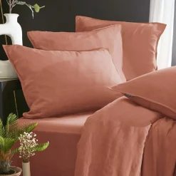 Drap Housse|EMINZA Drap housse lyocell Tencel™ lavé (90 x 200 cm) Olivia Terracotta