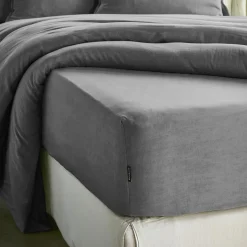 Drap Housse|EMINZA Drap housse lyocell Tencel™ lavé (90 x 200 cm) Olivia granit Gris