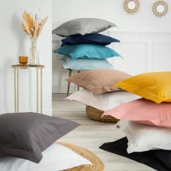 Drap Housse|EMINZA Drap housse percale de coton (160 x 200 cm) Cali Bleu canard