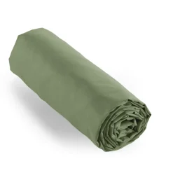 Drap Housse|EMINZA Drap housse percale de coton (140 x 190 cm) Cali Vert romarin