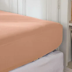 Drap Housse|EMINZA Drap housse percale de coton (140 x 200 cm) Cali Rose Pêche