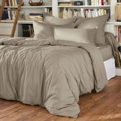 Drap Housse|EMINZA Drap housse percale de coton (90 x 190 cm) Cali Taupe