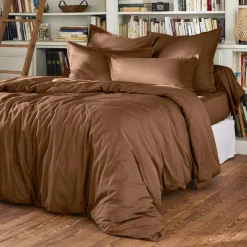 Drap Housse|EMINZA Drap housse percale de coton (200 x 200 cm) Cali Marron Chocolat