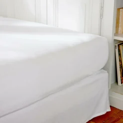 Drap Housse|EMINZA Drap housse percale de coton (90 x 190 cm) Cali Blanc