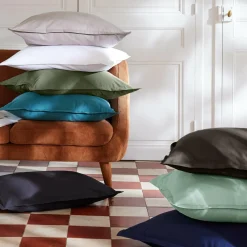 Drap Housse|EMINZA Drap housse percale de coton (90 x 190 cm) Cali Gris Anthracite