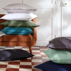 Drap Housse|EMINZA Drap housse percale de coton (90 x 190 cm) Cali Gris clair