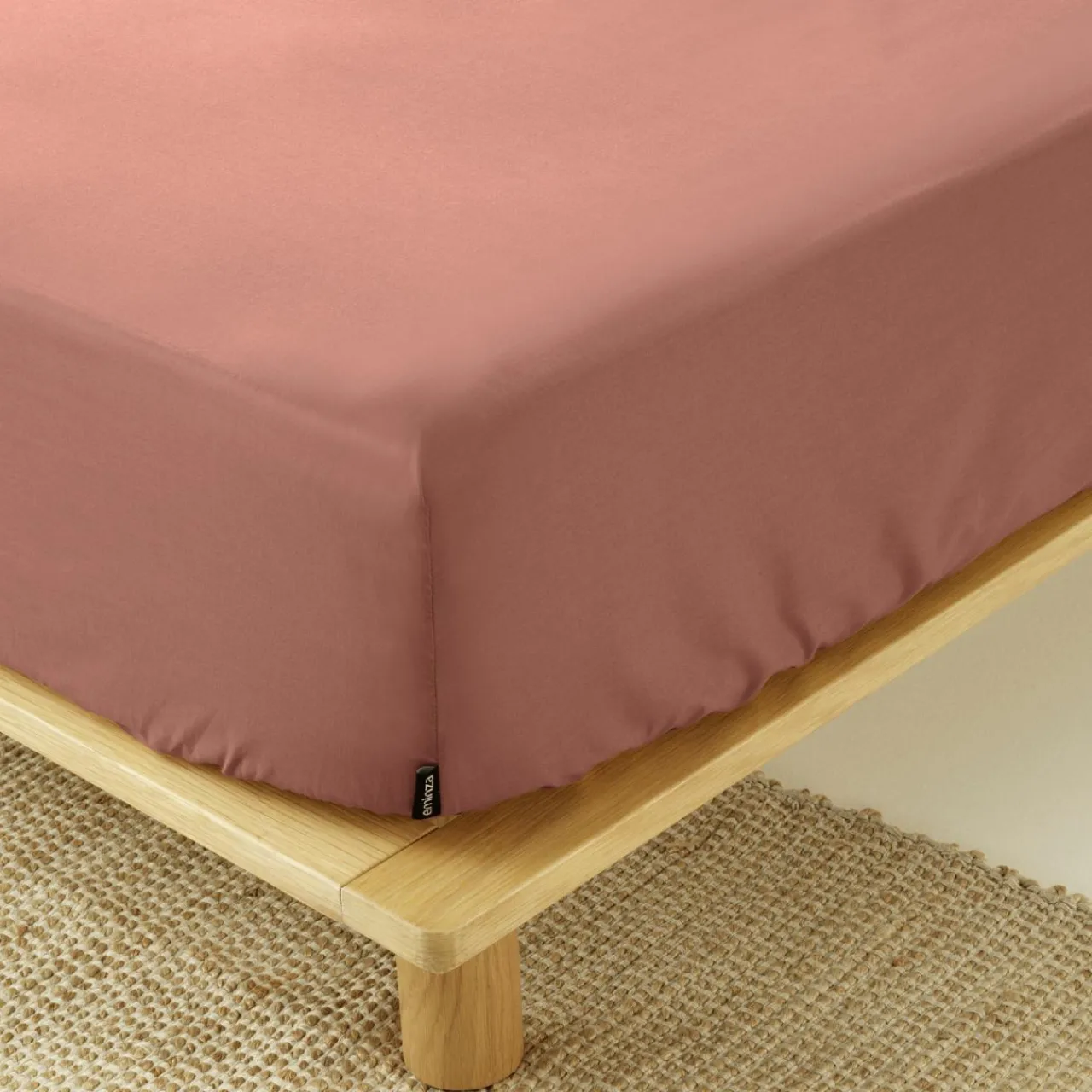 Drap Housse|EMINZA Drap housse percale de coton (90 x 200 cm) Cali Bois de rose Rose clair