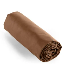 Drap Housse|EMINZA Drap housse percale de coton (180 x 200 cm) Cali Marron Chocolat
