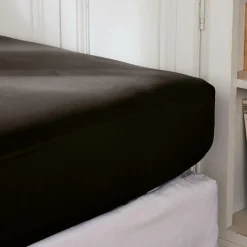 Drap Housse|EMINZA Drap housse percale de coton (140 x 200 cm) Cali Noir