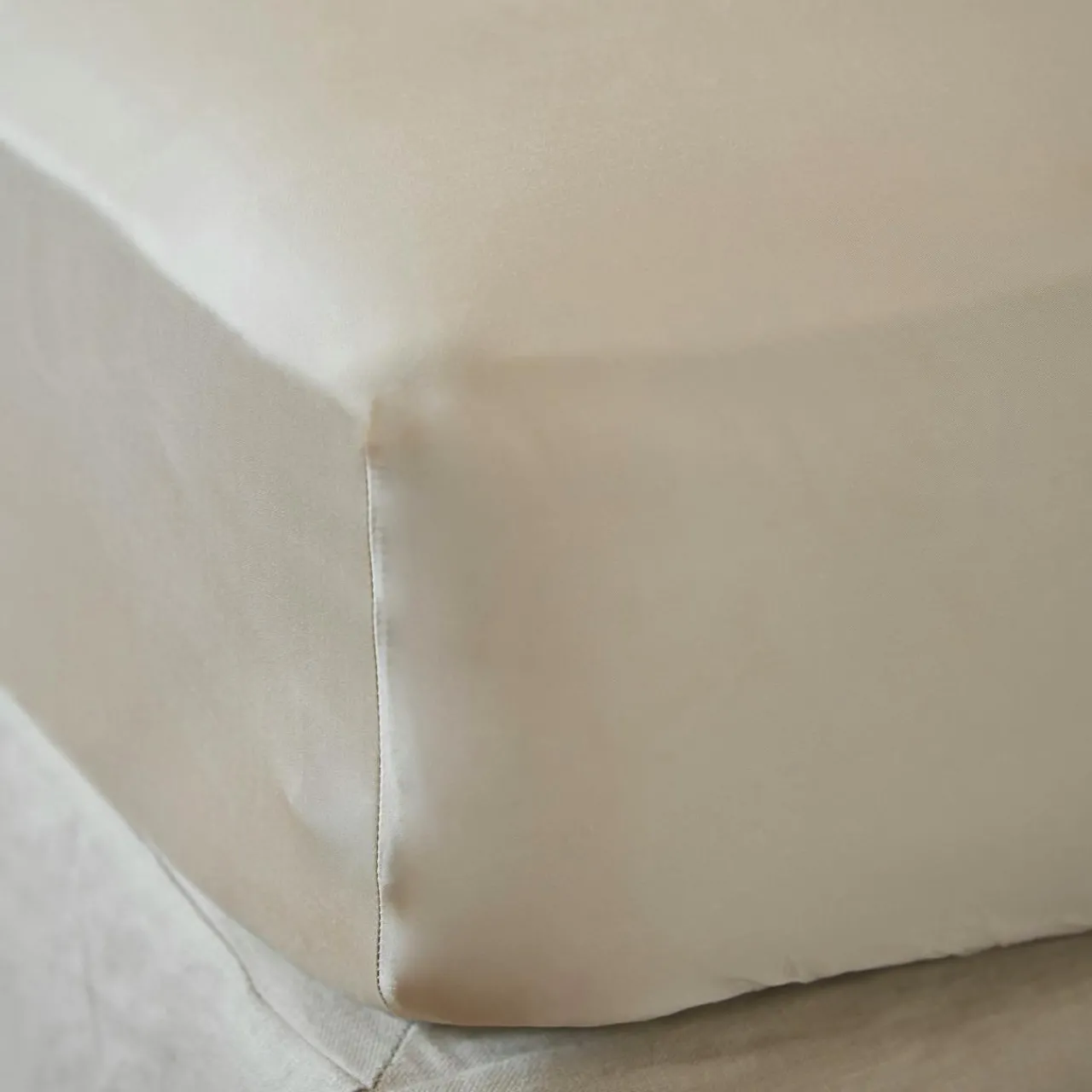 Drap Housse|EMINZA Drap housse satin de bambou (90 x 190 cm) Sienna Beige