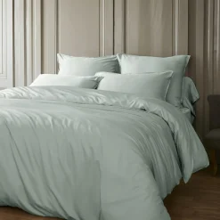 Drap Housse|EMINZA Drap housse satin de bambou (200 x 200 cm) Sienna Vert Eucalyptus