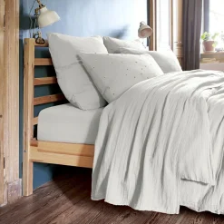 Drap Plat|EMINZA Drap plat gaze de coton (270 x 300 cm) Gaïa Gris nuage Gris clair