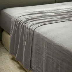 Drap Plat|EMINZA Drap plat gaze de coton (240 x 300 cm) Gaïa Gris granit Gris foncé