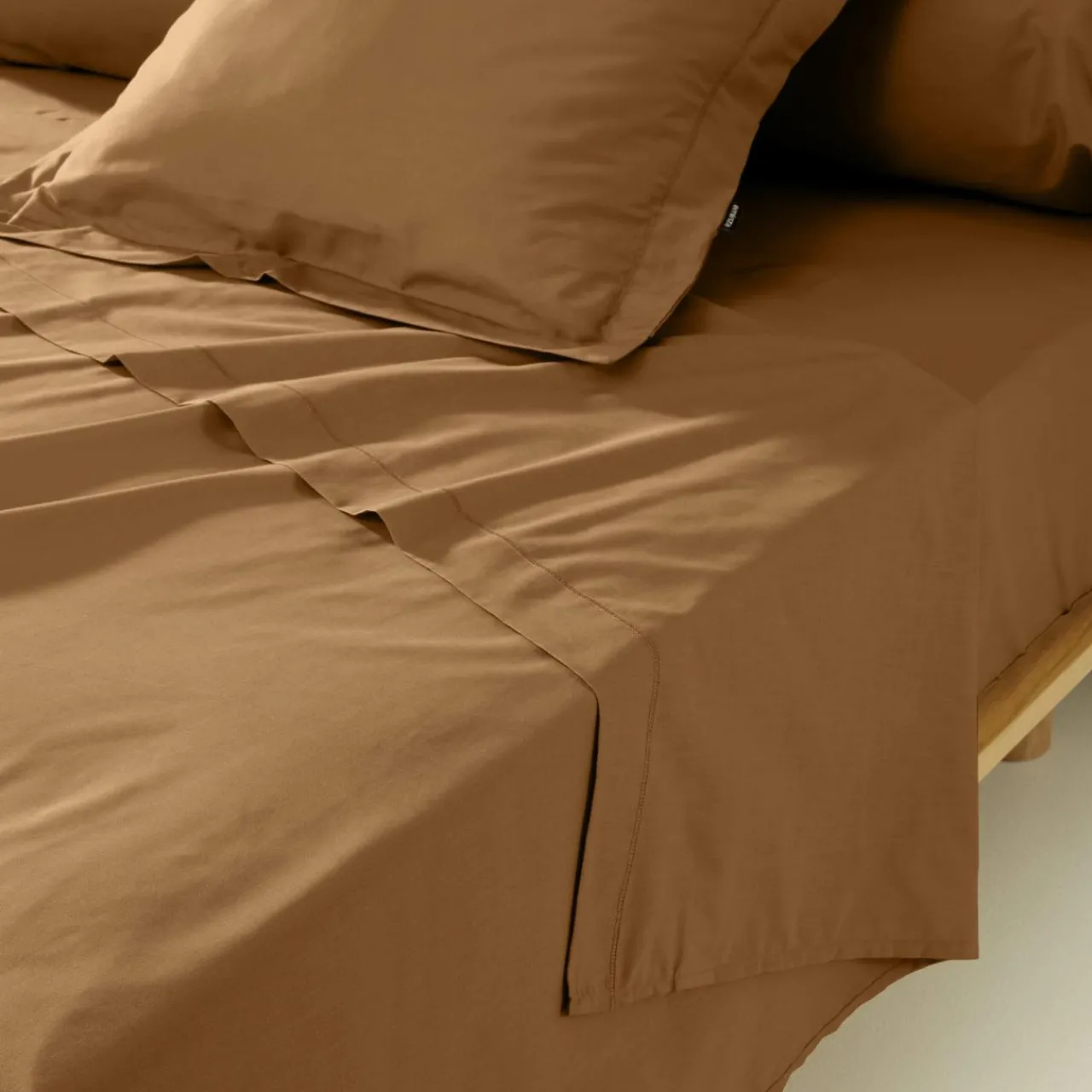 Drap Plat|EMINZA Drap plat percale de coton (180 x 290 cm) Cali Camel
