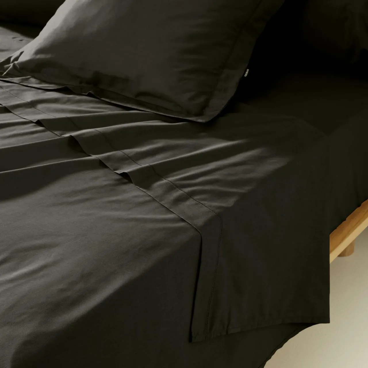 Drap Plat|EMINZA Drap plat percale de coton (270 x 300 cm) Cali Noir