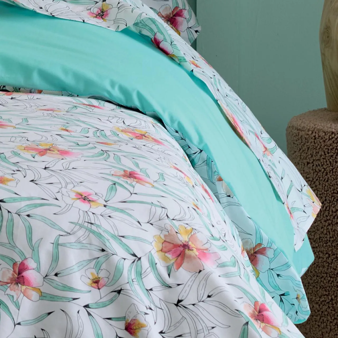 Drap Plat|TRADI LINGE Drap plat percale de coton (280 x 325 cm) Roxane Multicolore