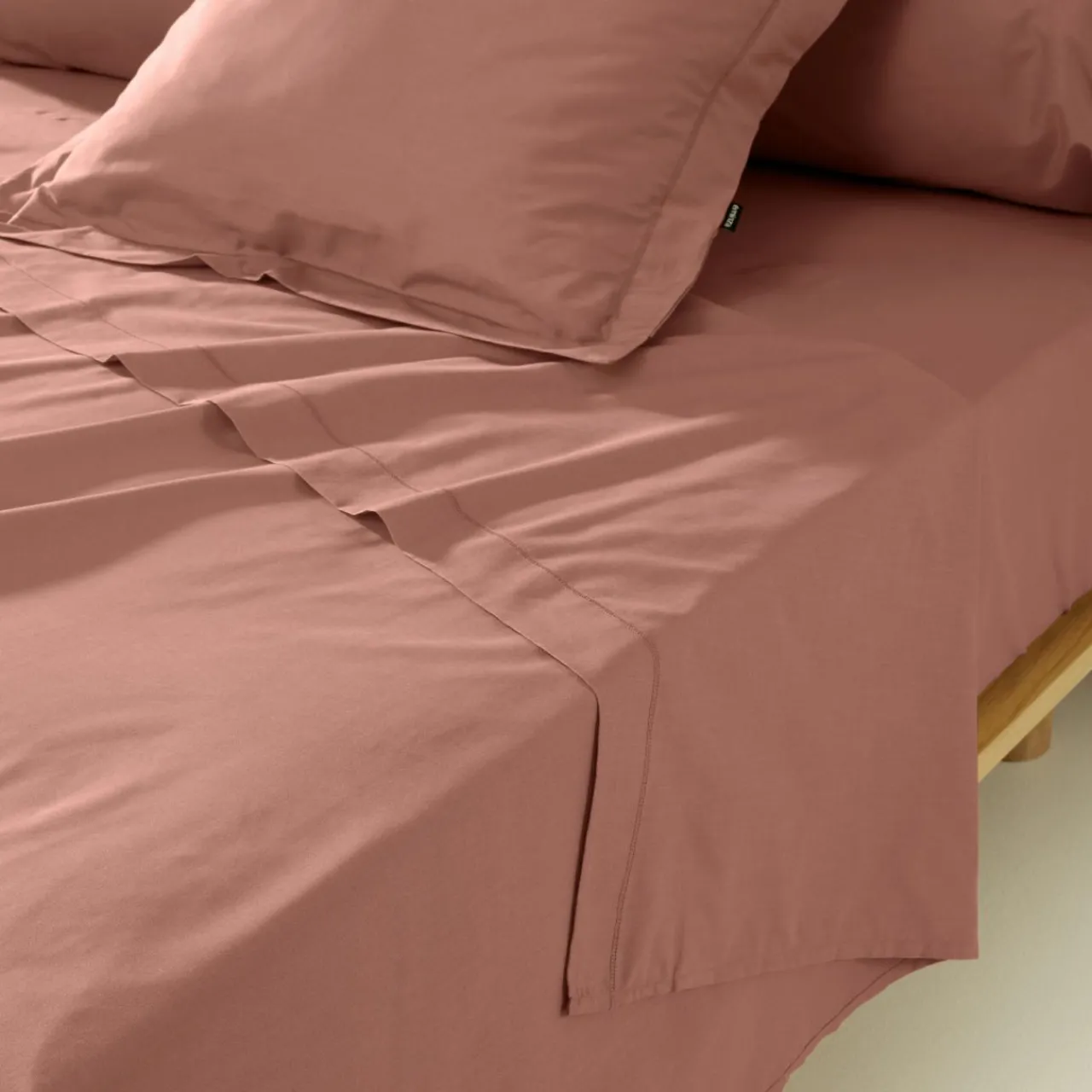 Drap Plat|EMINZA Drap plat percale de coton (180 x 290 cm) Cali Bois de rose Rose clair