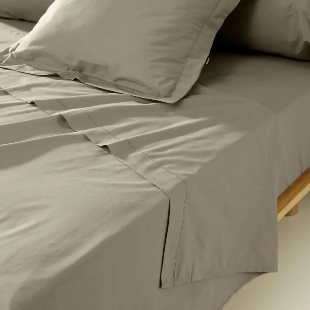 Drap Plat|EMINZA Drap plat percale de coton (180 x 290 cm) Cali Taupe