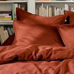Drap Plat|EMINZA Drap plat percale de coton (180 x 290 cm) Cali Terracotta