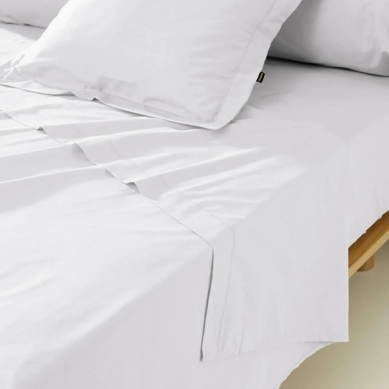 Drap Plat|EMINZA Drap plat percale de coton (240 x 300 cm) Cali Blanc