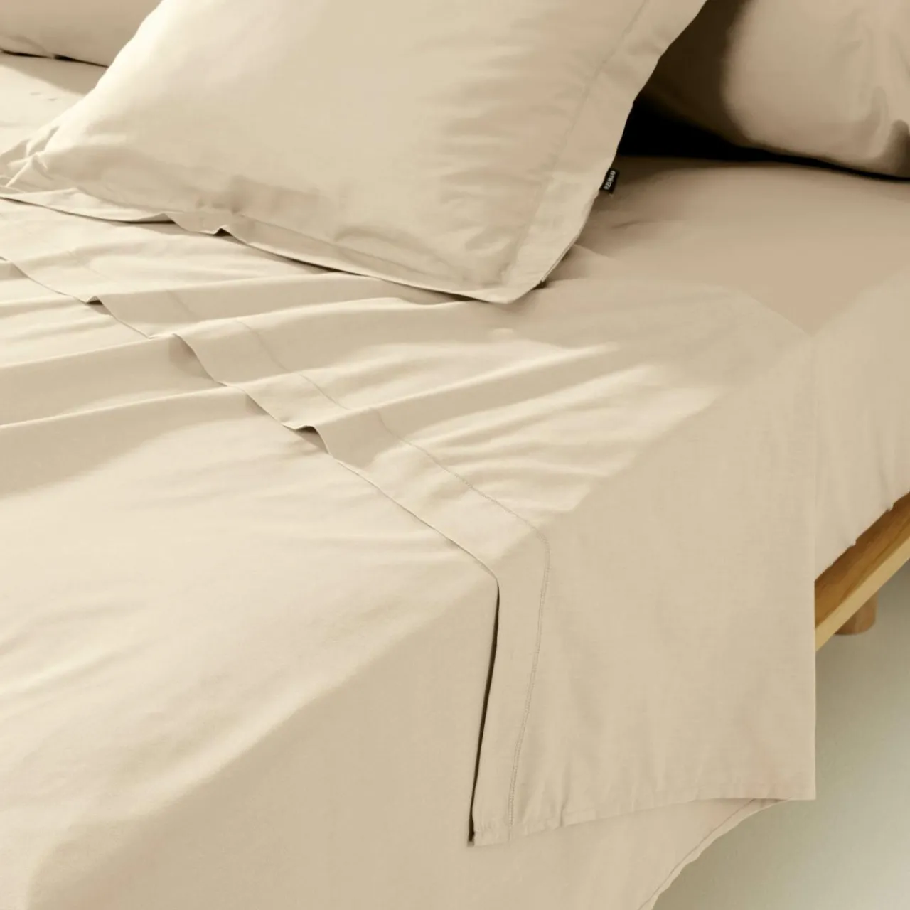 Drap Plat|EMINZA Drap plat percale de coton (180 x 290 cm) Cali Beige